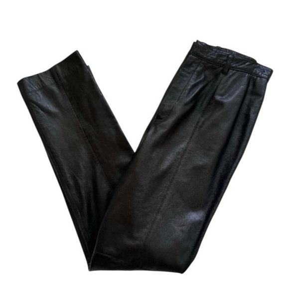 Company Ellen Tracy Black High Waisted Leather Pants Size 4 - Picture 1 of 7
